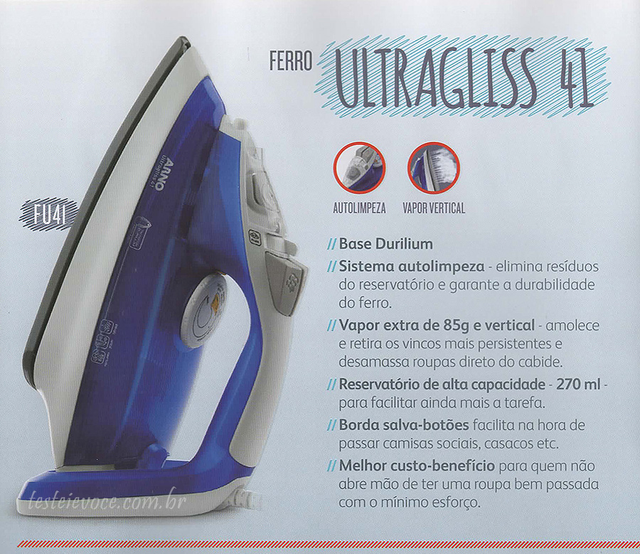 Ferro a Vapor Ultragliss FU41 - Arno Ferro a Vapor Ultragliss FU41 - Arno