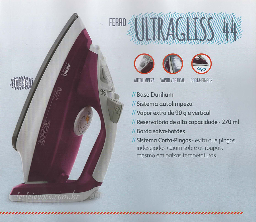 Ferro a Vapor Ultragliss FU44 - Arno Ferro a Vapor Ultragliss FU44 - Arno