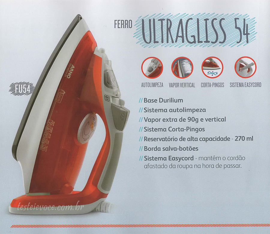 Ferro a Vapor Ultragliss FU54 - Arno Ferro a Vapor Ultragliss FU54 - Arno