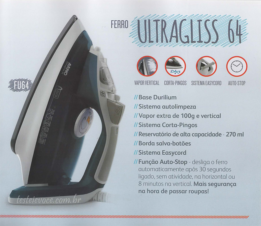 Ferro a Vapor Ultragliss FU64 - Arno Ferro a Vapor Ultragliss FU64 - Arno